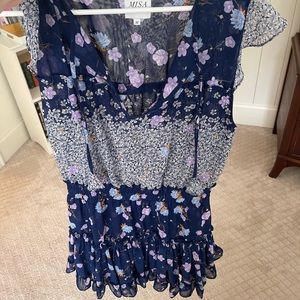 Misa Los Angeles Floral Mini Dress - Blue and Purple